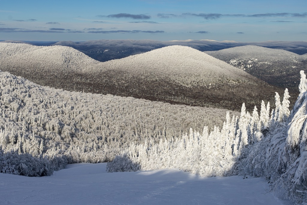 Views of the ancient Laurentians after a top-up of fresh snow. Mont Tremblant Ski Resort 