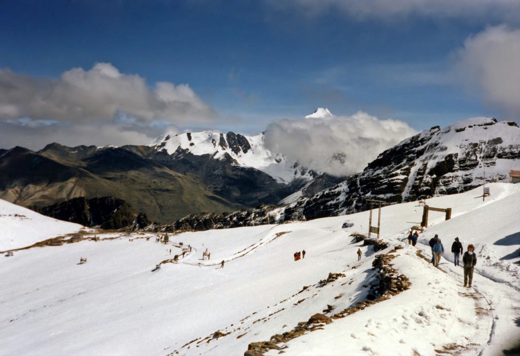 Flashback to 1984, when there was a large glacier on Chacaltaya. Mountain Huts