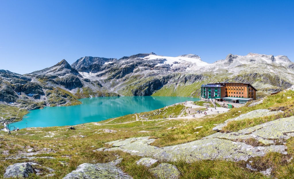 The Rudolfshütte in High Tauern National Park, Austria. Mountain Huts