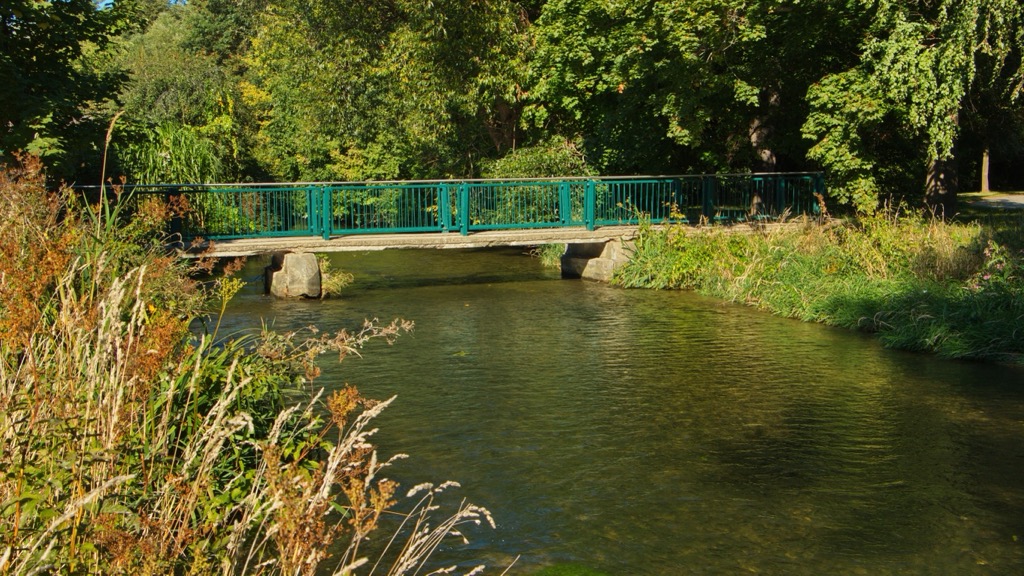 Mühlbach stream and bridge, Styrian Eisenwurzen Nature and Geopark, Austria