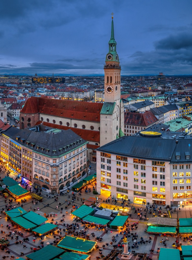 The Alter Peter Tower. Munich Mountains
