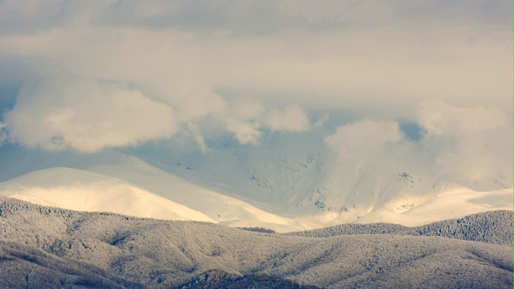 The Țarcu Mountains in winter. Muntii Tarcu