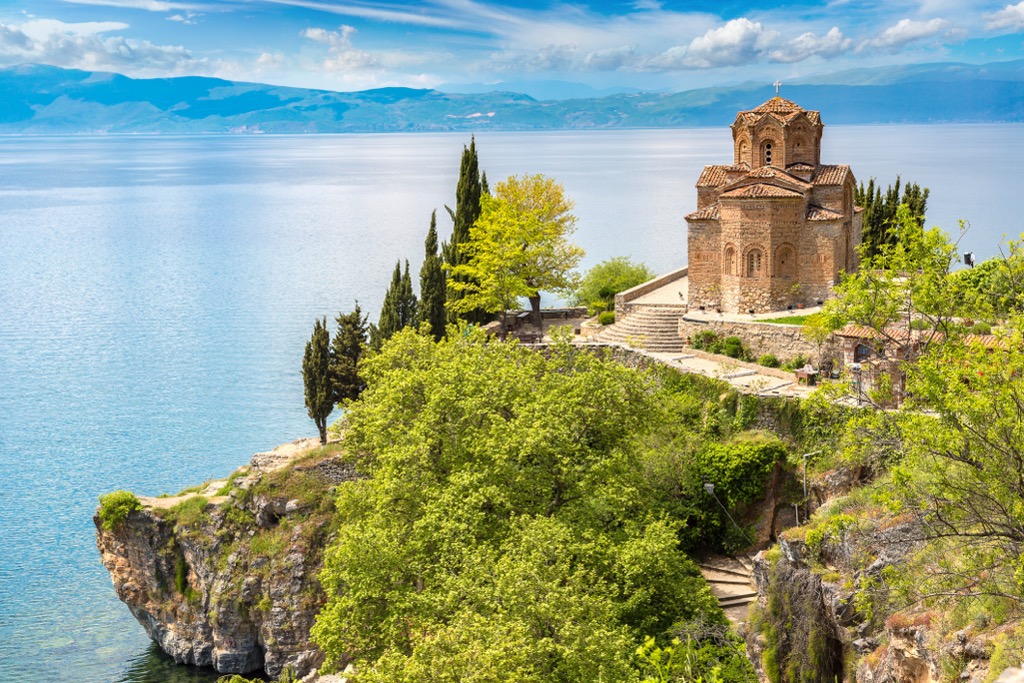 Jovan Kaneo Church on Lake Ohrid. National Park Galichica