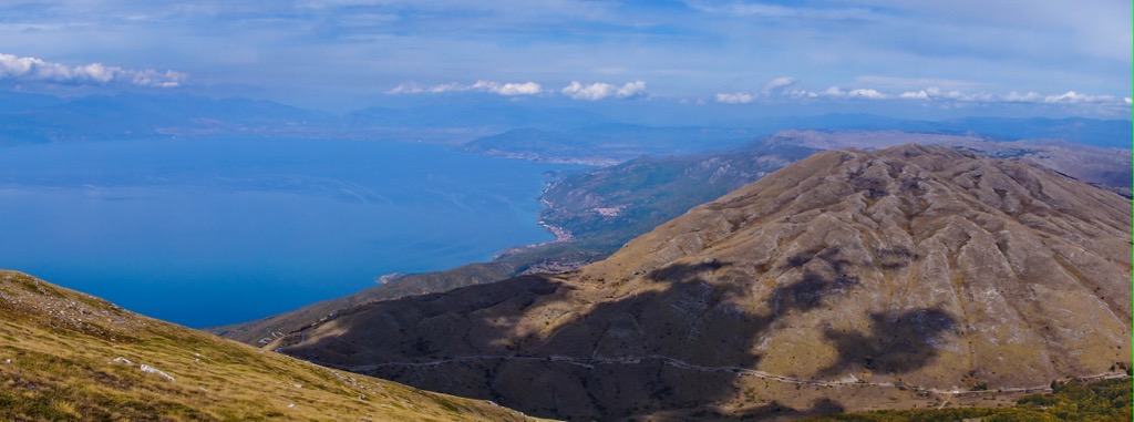 The view of Prespa and Ohrid from Magaro’s summit. National Park Galichica