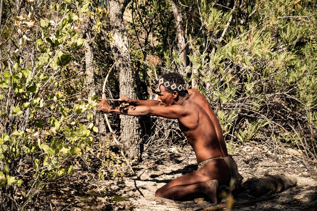 Modern San Peoples hunting in nearby Namibia in 2019. North West