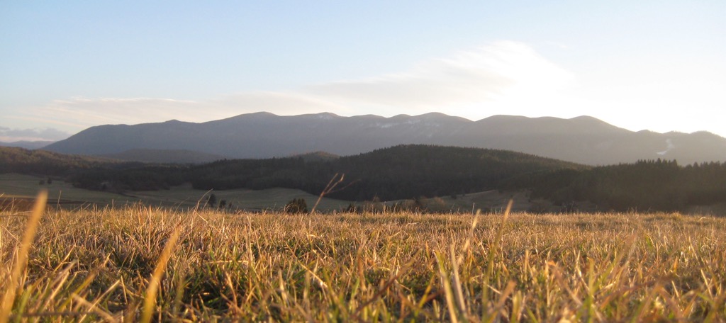 A panorama of the Javorniki Hills of Slovenia. Notranjska Regional Park