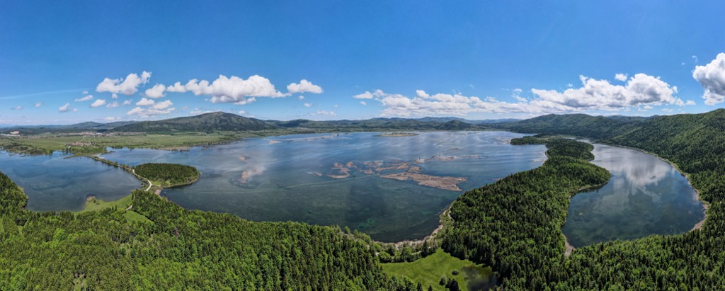 The Cerkniško Jezero Lake in Notranjska Regional Park. The lake is ephemeral, meaning it does not exist year-round. Notranjska Regional Park