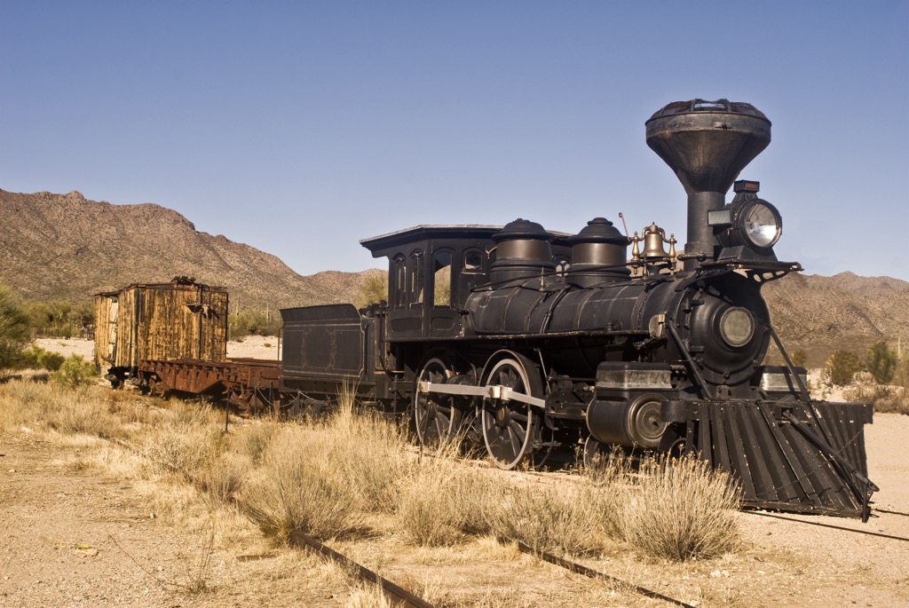 Old Train outside Tucson, Pinaleno Mountains, Arizona, USA