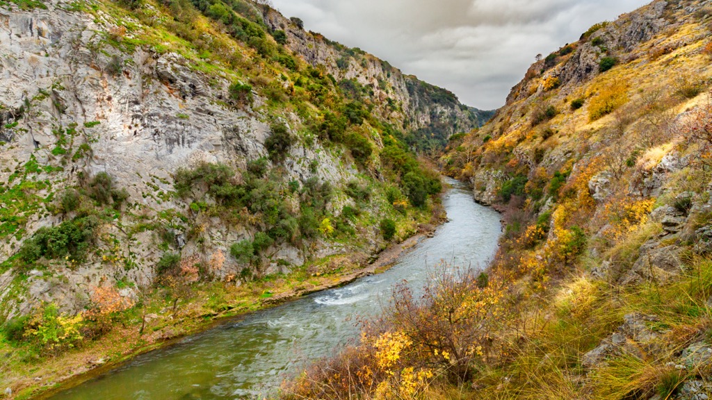 The Aggitis River Gorge. Pangaion Hills