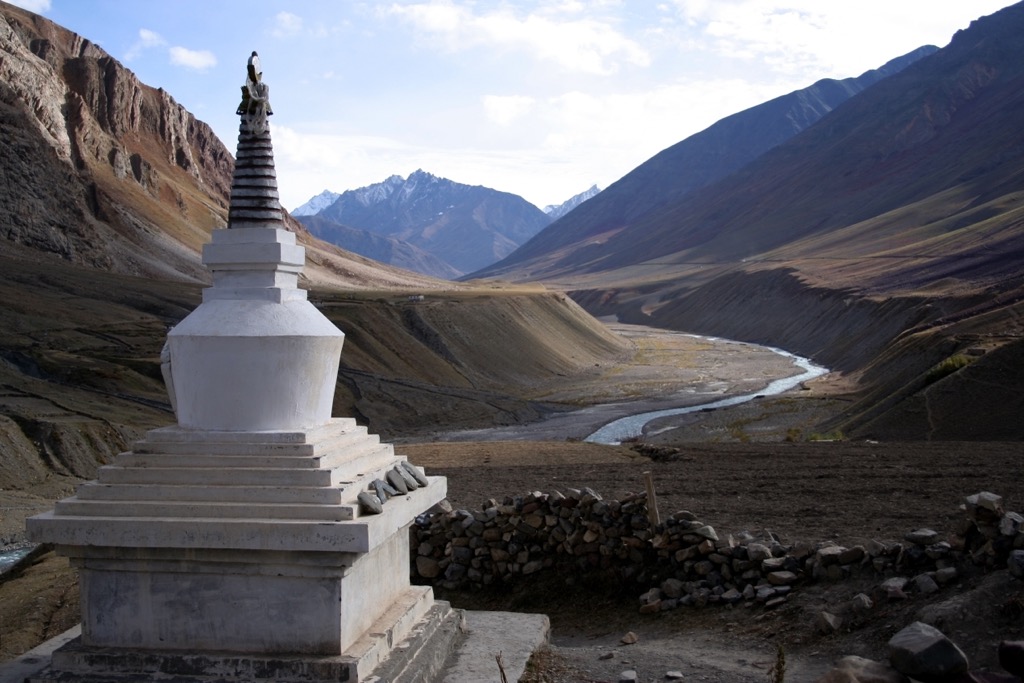 A Buddhist Stupa at Mud Village of the Pin Valley. Pin Valley National Park