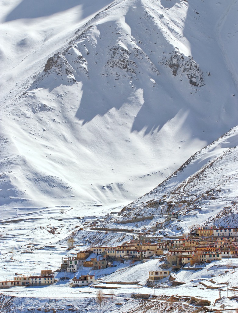 A village in the Spiti Valley during winter. Pin Valley National Park