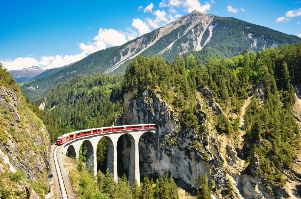 The Landwasser Viaduct near Arosa. Plessur Alps