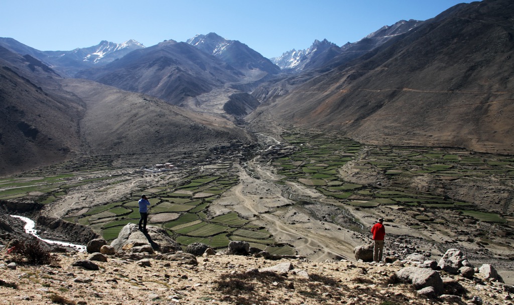 Agricultural fields surrounding the village of Nyalam. Qomolangma National Nature Preserve