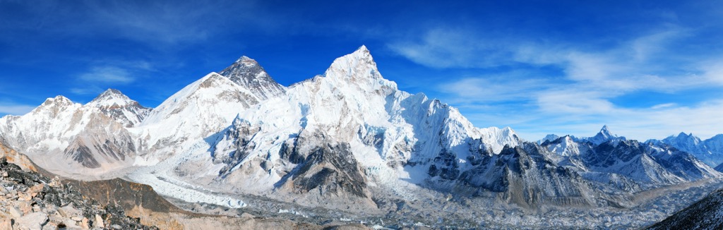 A panoramic view of Mount Everest and Lhotse. The QNNP protects the northern (Tibetan) side of this stunning massif. Qomolangma National Nature Preserve