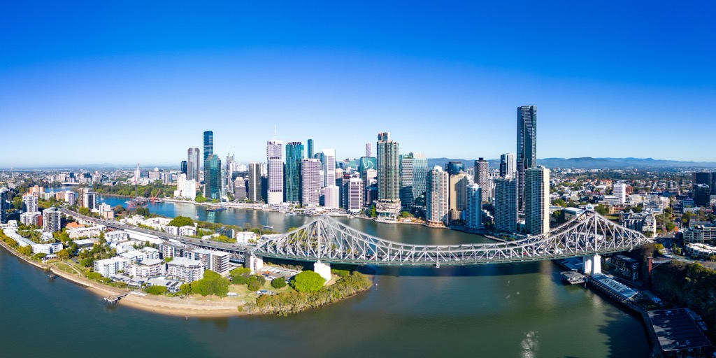 An aerial view of Brisbane. Queensland