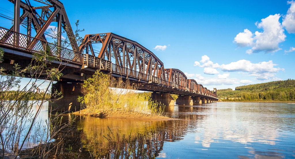 Railway bridge, Fraser River, Prince George, British Columbia, Canada