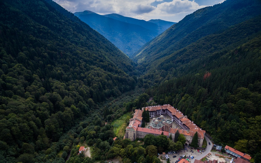 The reserve features a deep valley with the monastery as its centerpiece. Rila Monastery