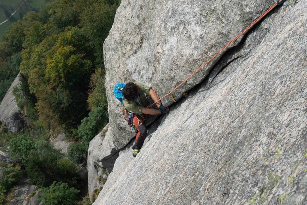 Crack climbing involves placing temporary protection. Rock Climbing