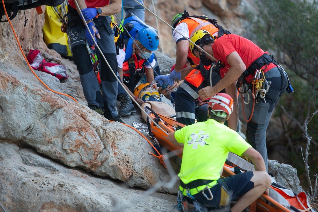 A rescue in Mallorca, Spain. Rock Climbing