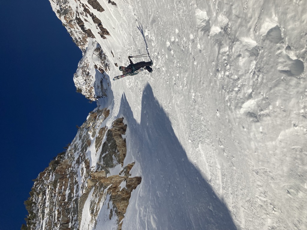 Looking up into Suicide Chute from the apron, Mt. Superior. Photo: Conrad Lucas. Salt Lake County