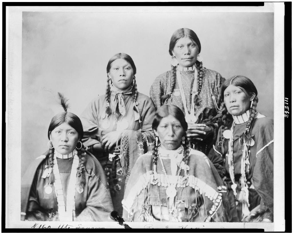 Five Ute women photographed in 1899. Salt Lake County
