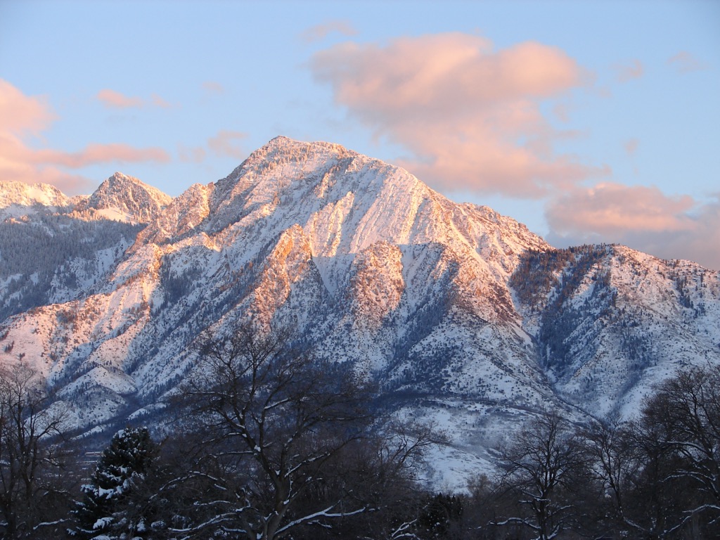 Mount Olympus in winter. Salt Lake County
