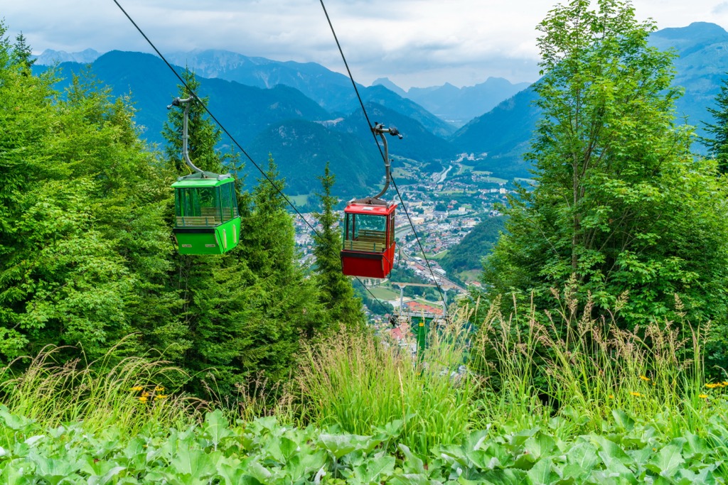 The adorable, vintage cabins of the Katrin cable car in Bad Ischl. Salzkammergut Upper Austria