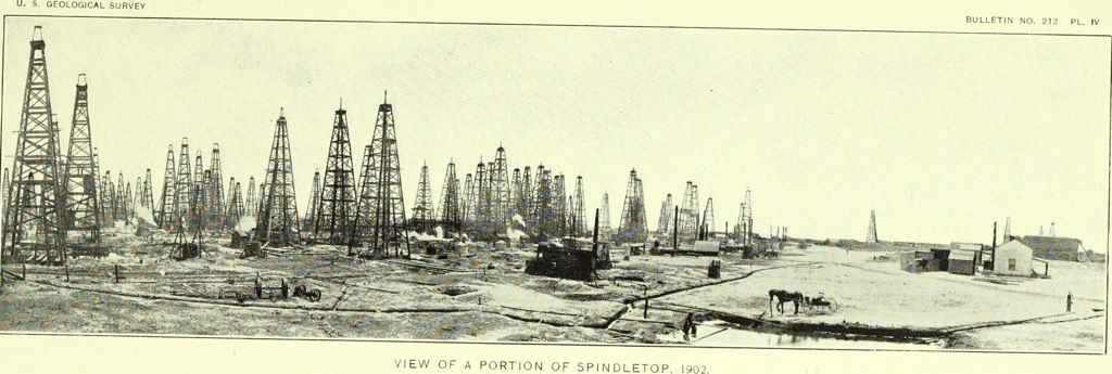 Oil fields along the Texas-Louisiana Gulf Coastal Plain in 1902. Sam Houston Forest