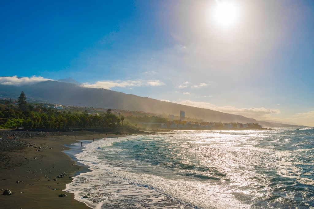 The Playa del Castillo lava sands beach. Santa Cruz Tenerife