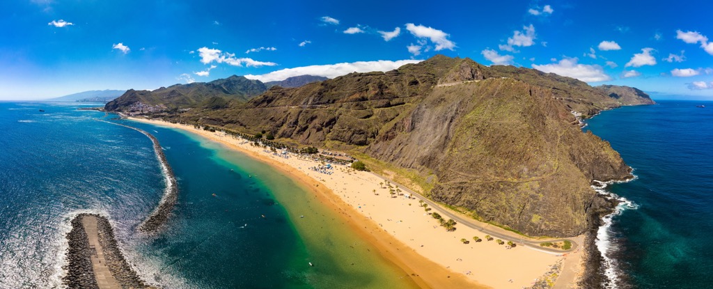 Playa de Las Teresitas is composed of sand imported from the Sahara Desert. Santa Cruz Tenerife