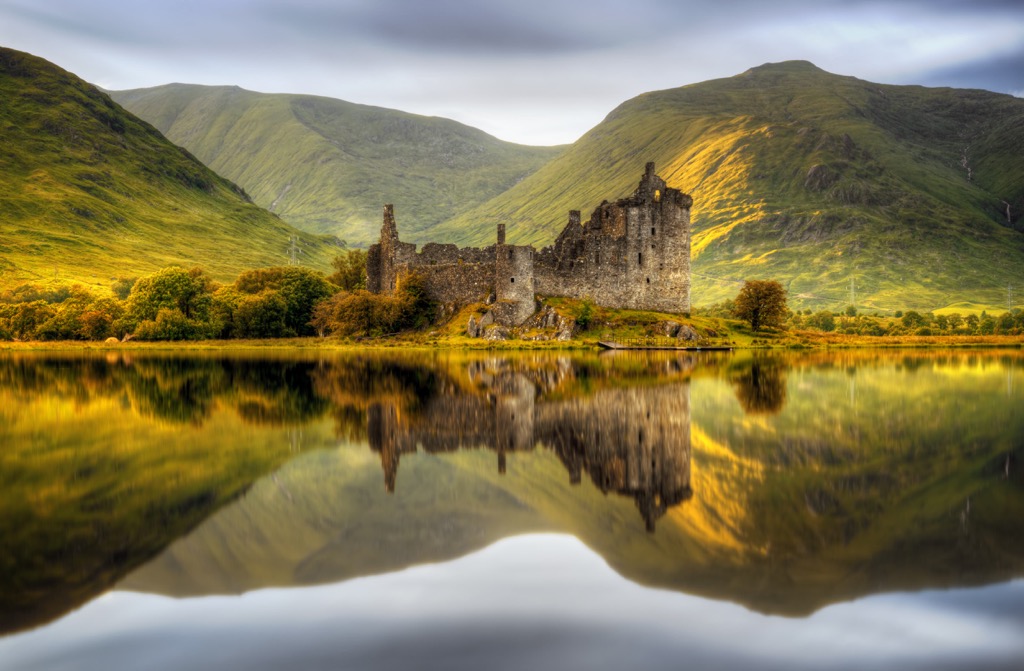 The ruins of Kilchurn castle on Loch Awe, Scotland