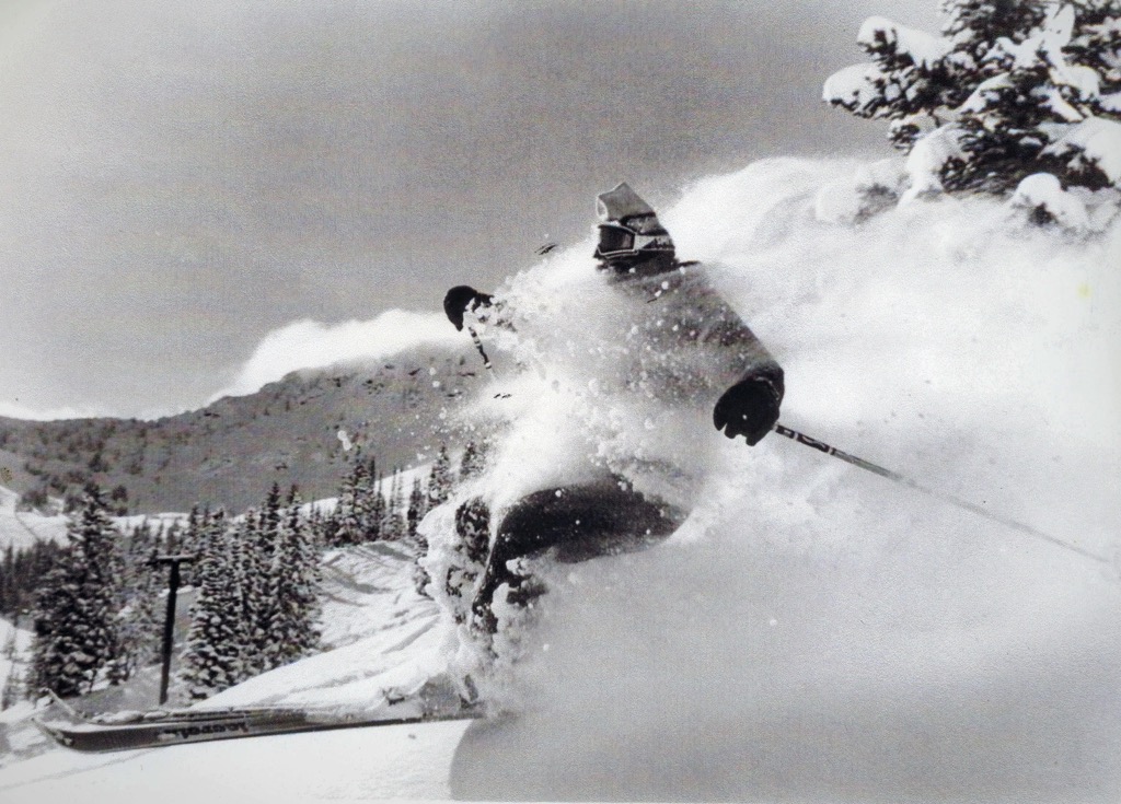 Alf Engen, the founder of Alta, skiing pow at 70 years old in LCC. Photo: Alta Ski Area Searching for the Greatest Snow on Earth