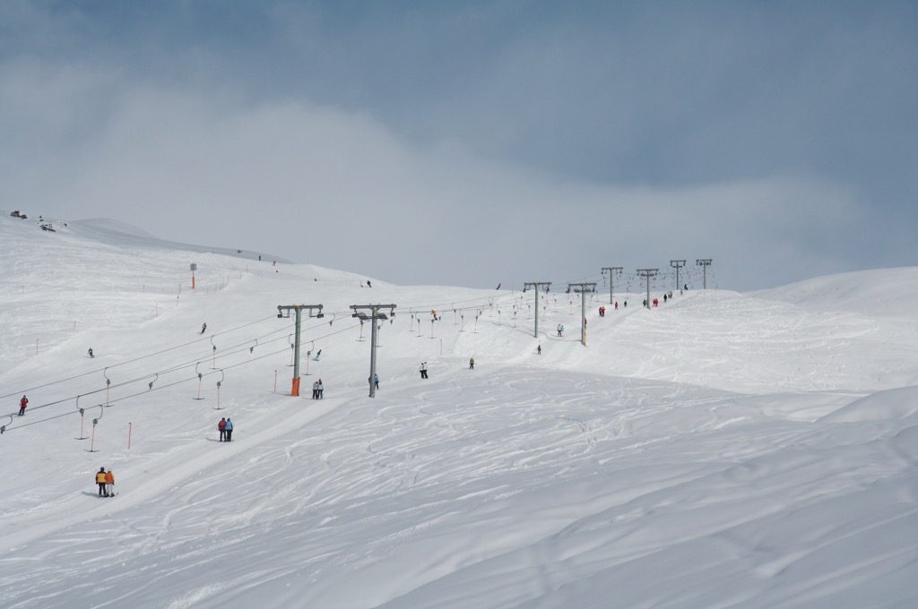 Ski lifts at Motta Naluns. Sesvenna Alps