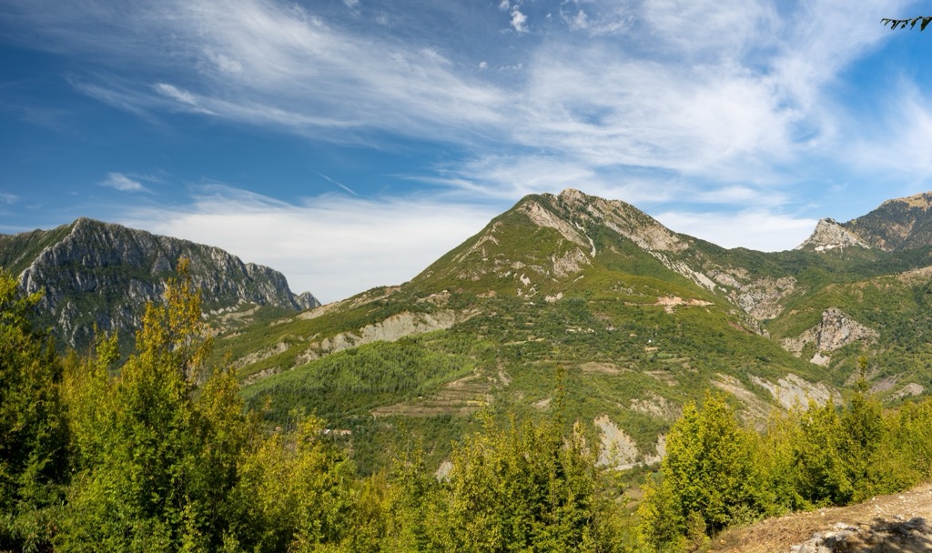Forest and beautiful green hills. Shtame Pass Nature Park