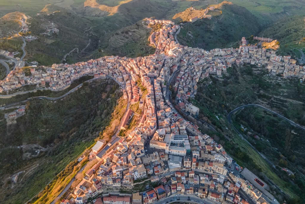 Centuripe, a small town on mountain crests in Enna province, Sicily, Italy