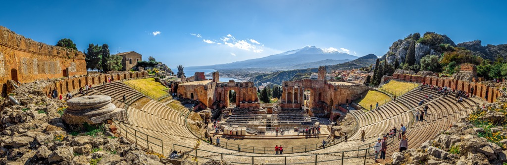 Ancient theater of Taormina, Etna, Sicily, Italy