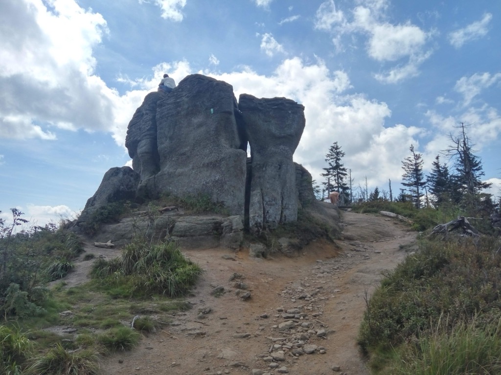 Rock formations at the summit of Skrzyczne (1,257 m / 4,124 ft). Silesian Beskids Landscape Park