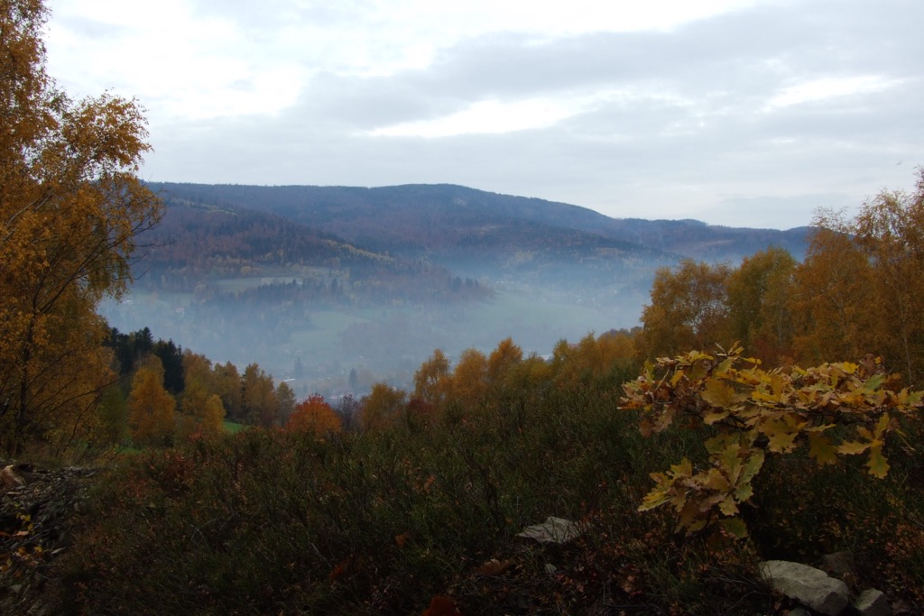 The park’s rolling landscape during autumn. Silesian Beskids Landscape Park