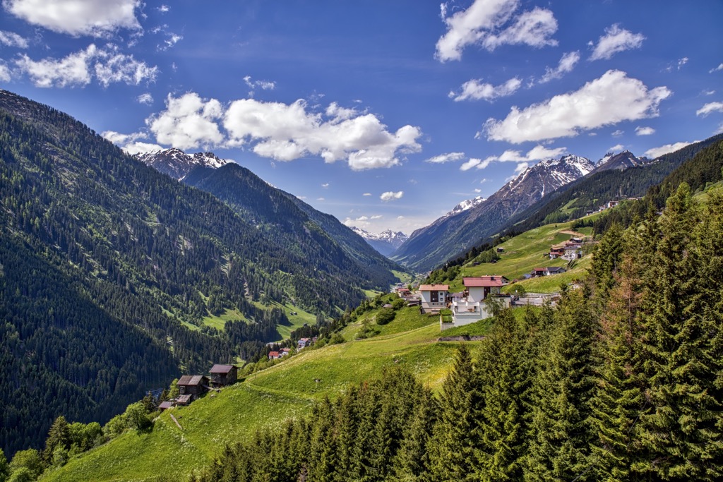 The Paznaun Valley in Tyrol, Austria. Silvretta Alps
