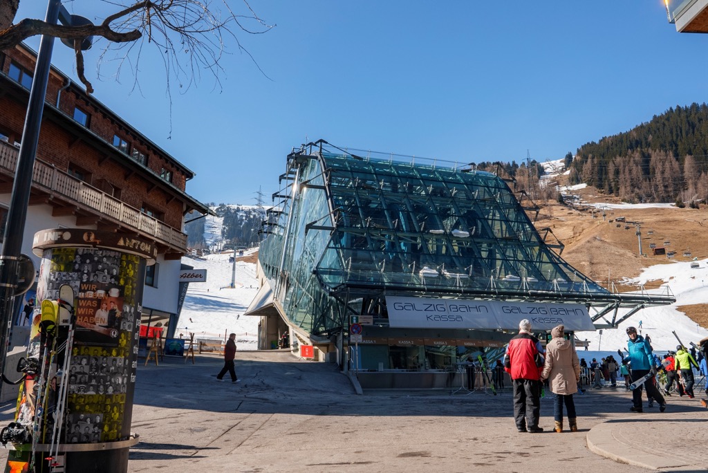 The ultra-modern Galzigbahn station in St. Anton. Ski Arlberg