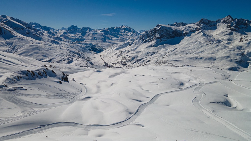 The vast mountainscape of western Ski Arlberg. Ski Arlberg