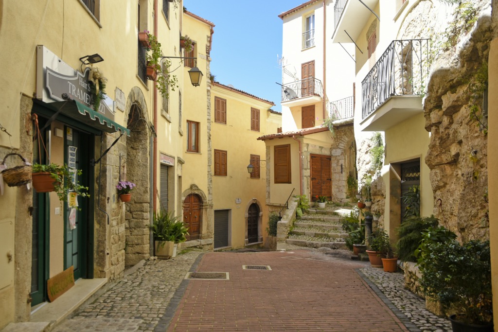old medieval stone buildings, Sonnino, Lazio