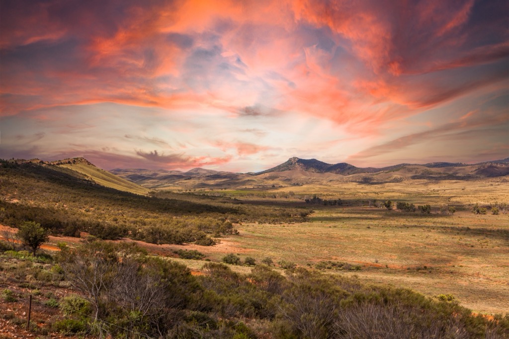 Sunset over the South Flinders Ranges. South Australia