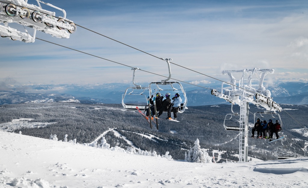 The top of the Crystal chair at Mt. Tod. Sun Peaks Ski Resort 