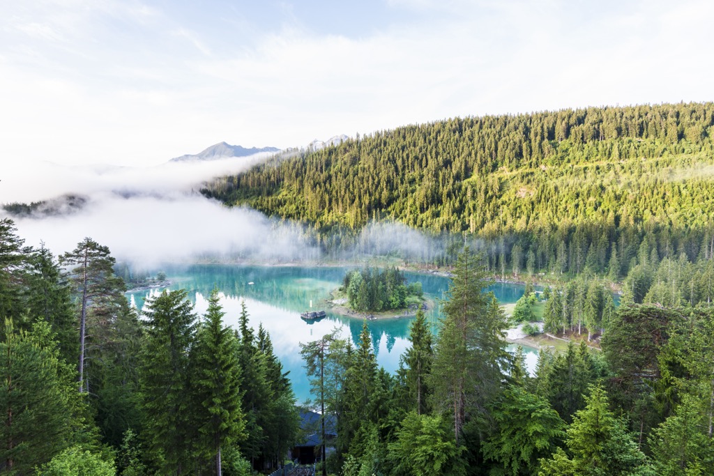 The forests around Caumasee are the result of the Films Landslide. Surselva