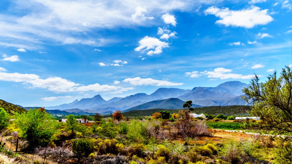 The Swartberg Mountains rising above the Little Karoo, Swartberg Mountain Range, South Africa
