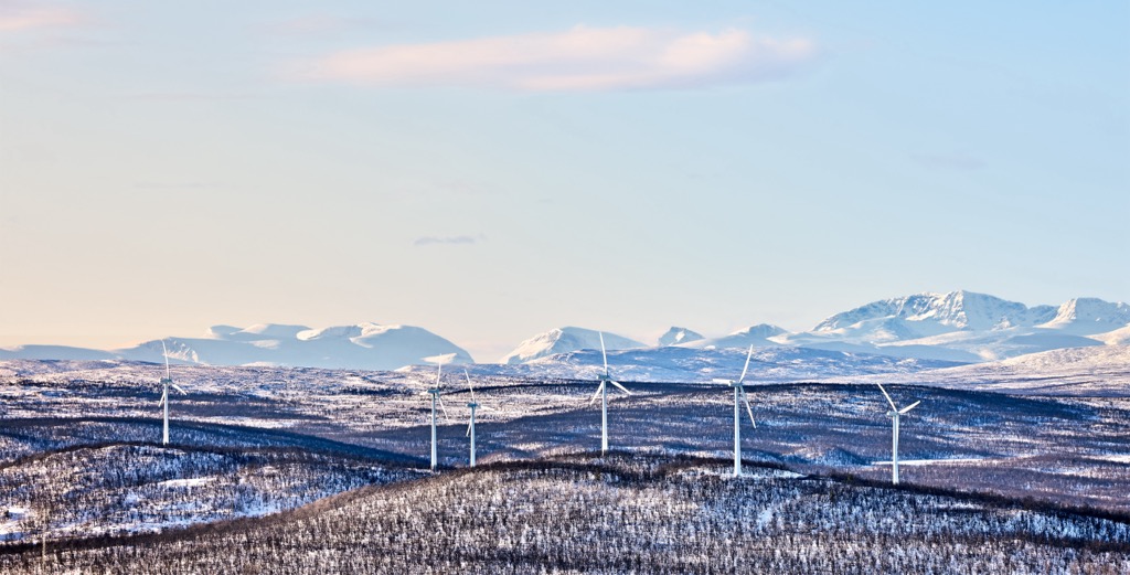 Wind turbines outside of Kiruna, Sweden