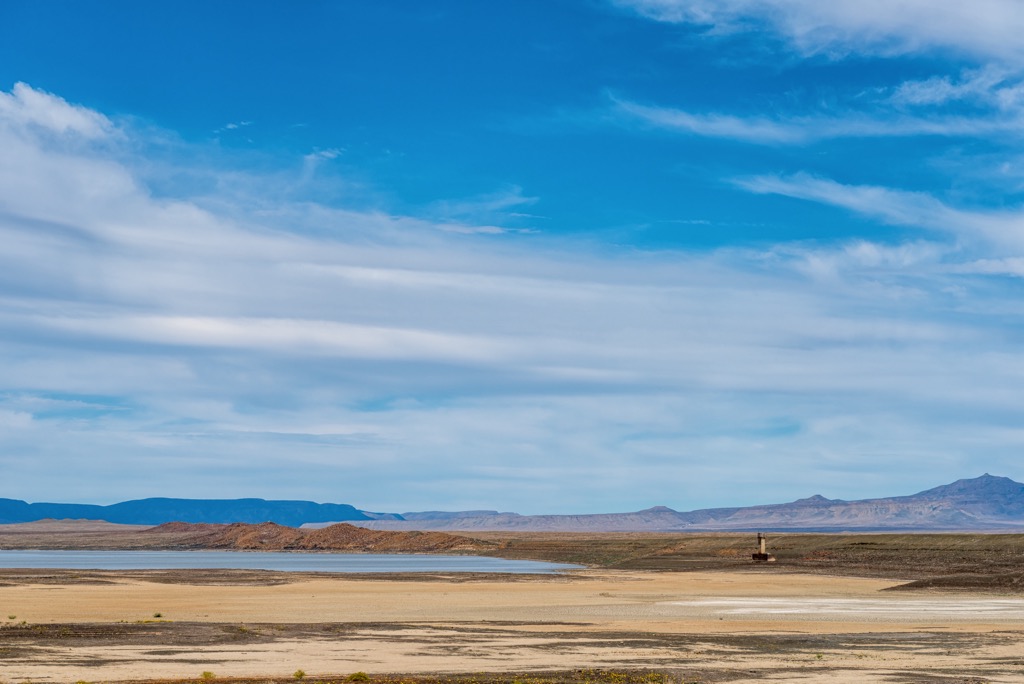 The Oudebaaskraal Dam and empty reservoir. Tankwa Karoo National Park