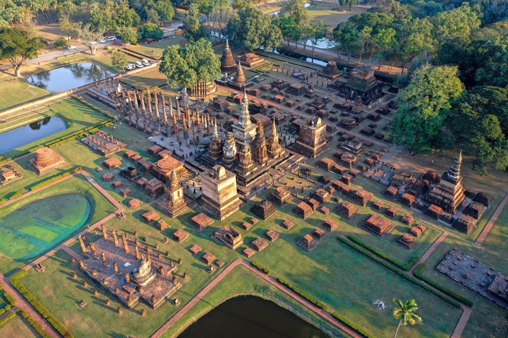 Wat Mahathat buddha and temple in Sukhothai Historical Park, Thailand