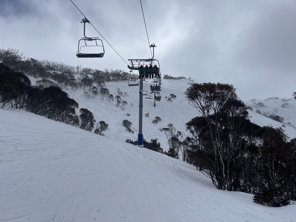 The Cruiser chair with Powder Bowl underneath. Photo: Sergei Poljak. Thredbo Ski Resort